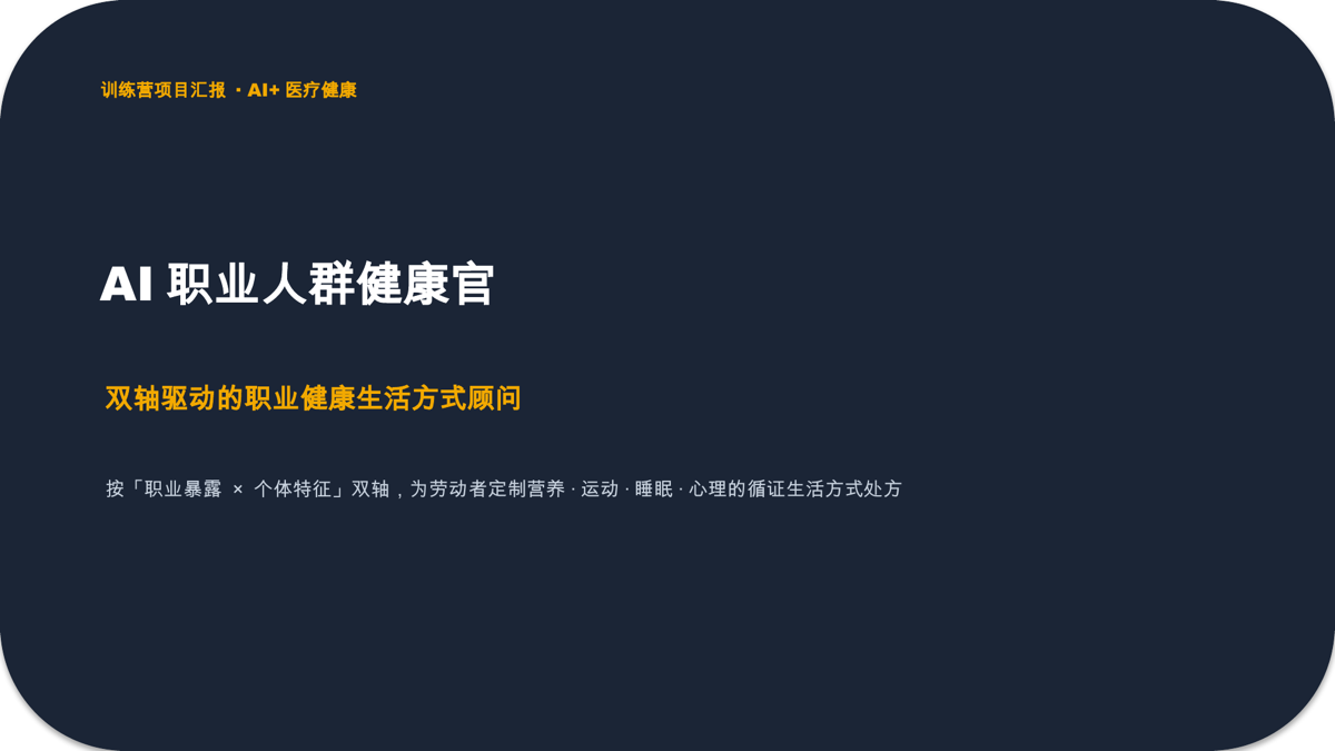 AI职业人群健康官 · 职康官 项目视觉